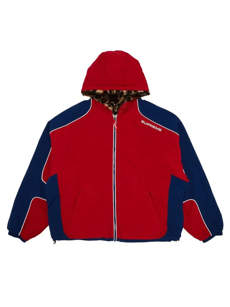 Спортивная куртка Supreme Faux Fur Reversible Hooded Track Jacket — изображение 1 из 4, красный