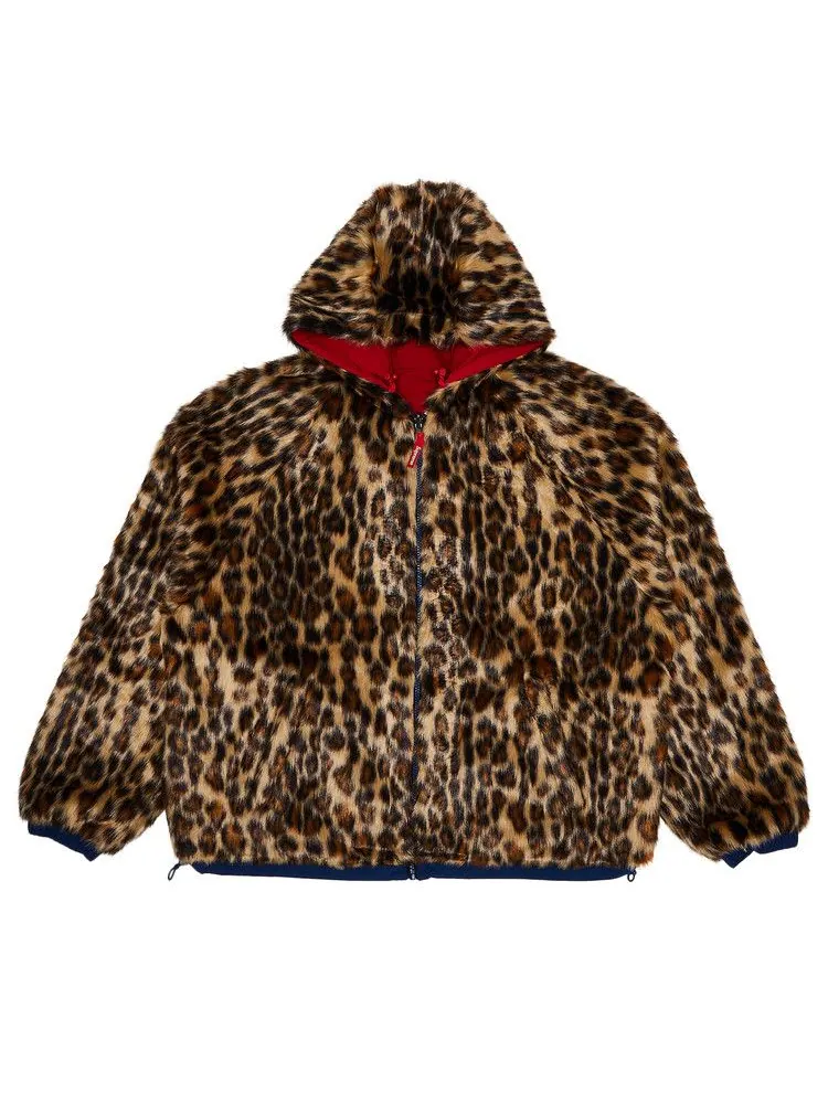 Спортивная куртка Supreme Faux Fur Reversible Hooded Track Jacket — изображение 4 из 4, красный