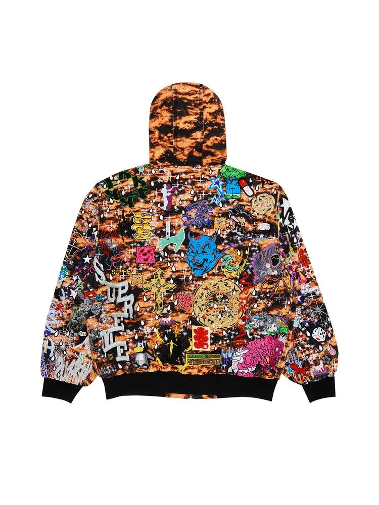 Куртка Supreme Aoi Embroidered Hooded Work Jacket, Flames — изображение 2 из 3, мульти
