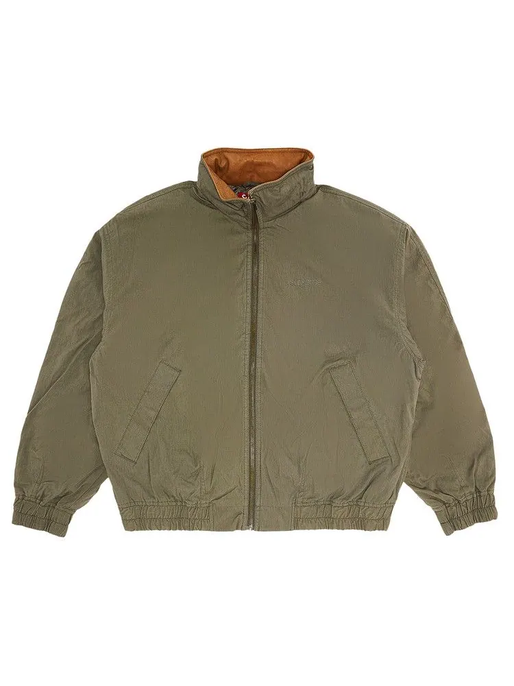 Куртка Supreme Leather Collar Utility Jacket — изображение 1 из 3, оливковый