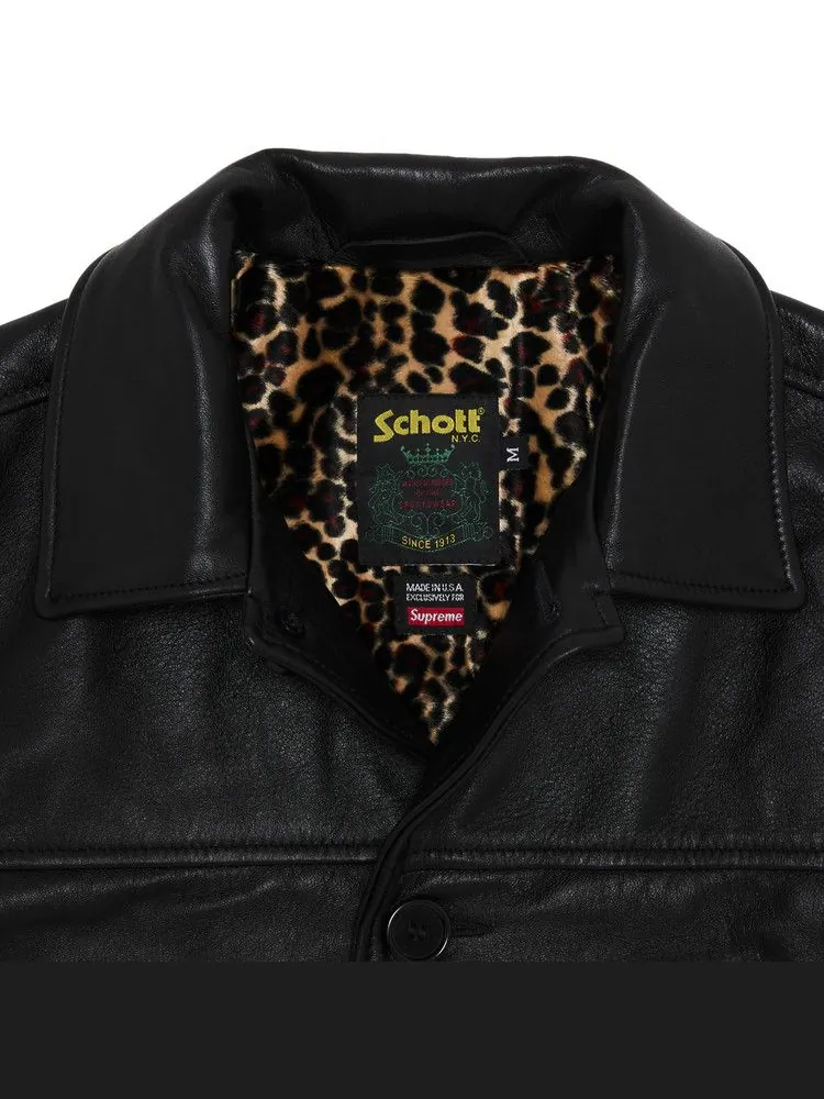 Пальто Supreme x Schott Leather Car Coat — изображение 3 из 3, черный