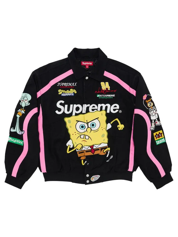 Куртка Supreme x Spongebob Squarepants x Jeff Hamilton Racing Jacket — изображение 1 из 3, черный