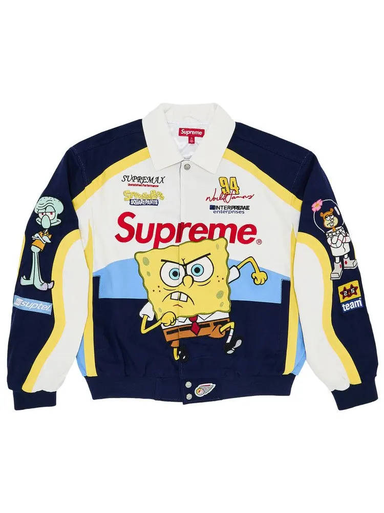 Куртка Supreme x Spongebob Squarepants x Jeff Hamilton Racing Jacket — изображение 1 из 3, белый
