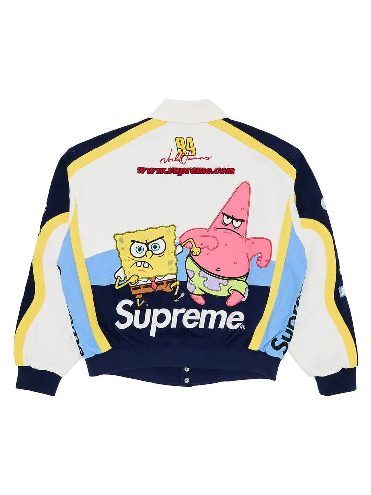 Куртка Supreme x Spongebob Squarepants x Jeff Hamilton Racing Jacket — изображение 2 из 3, белый
