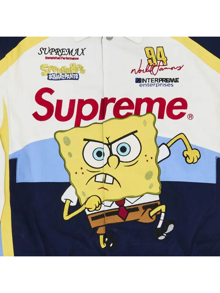 Куртка Supreme x Spongebob Squarepants x Jeff Hamilton Racing Jacket — изображение 3 из 3, белый