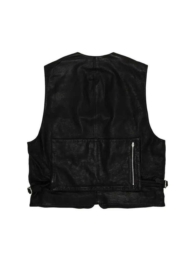 Утепленный жилет Supreme Leather Cargo Vest — изображение 2 из 3, черный