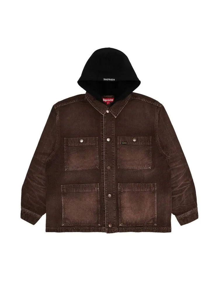 Пальто Supreme Worn Hooded Chore Coat — изображение 1 из 3, коричневый