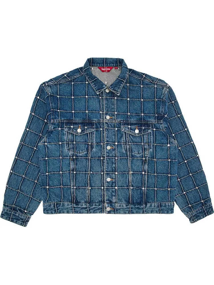 Куртка Supreme Studded Seam Denim Trucker Jacket — изображение 1 из 3, синий
