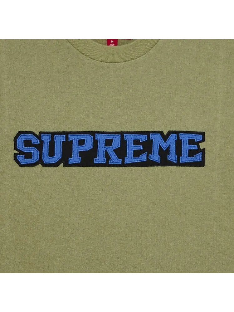 Топ Supreme Satin Appliqué Short-Sleeve Top — изображение 2 из 2, светлый оливковый