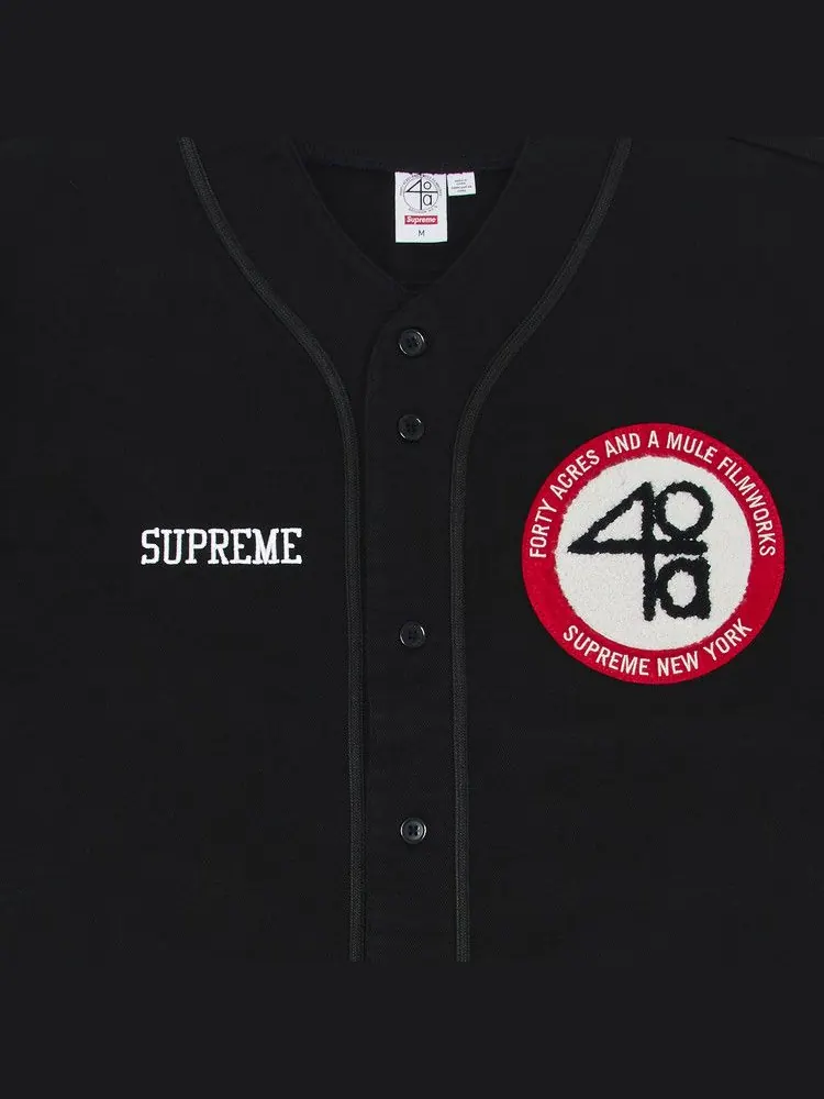 Джерси Supreme x 40 Acres Twill Baseball Jersey — изображение 3 из 3, черный