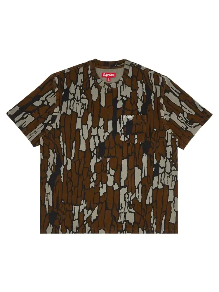 Футболка Supreme с коротким рукавом и карманом, камуфляж «Mossy Oak Trebark» — изображение 1 из 2, мульти