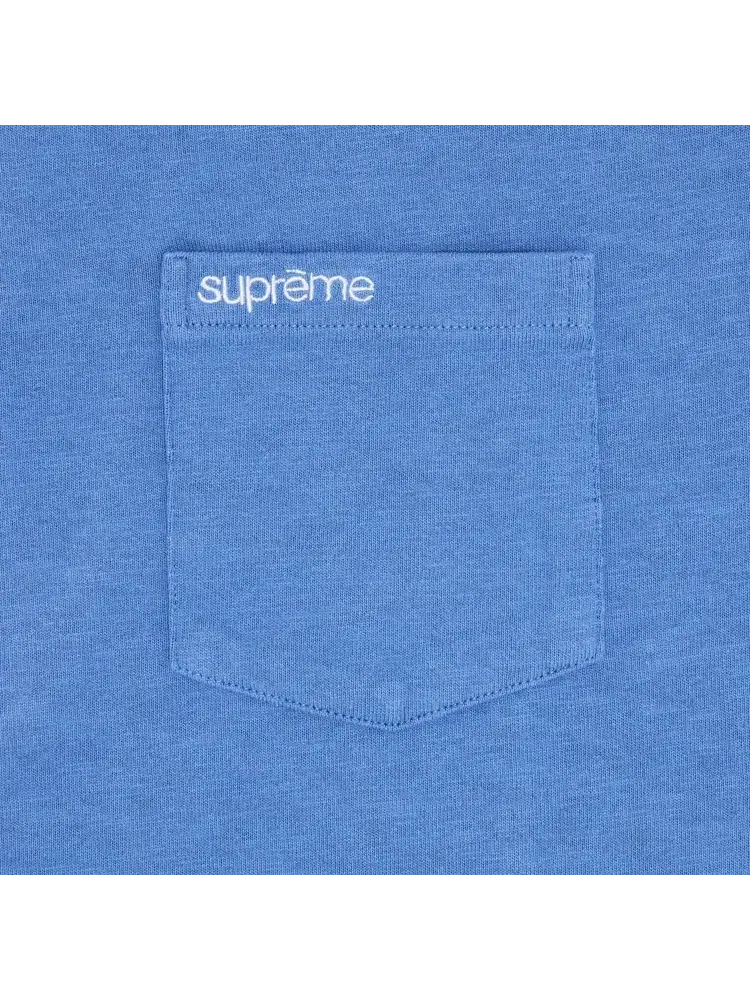Футболка Supreme с коротким рукавом и карманом, цвет «бледно-королевский» — изображение 2 из 2