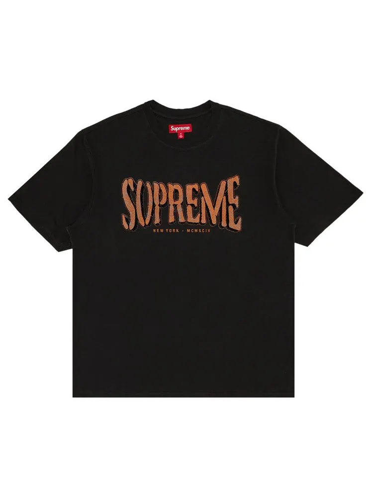 Топ Supreme Flocked Washed Short-Sleeve Top — изображение 1 из 3, черный