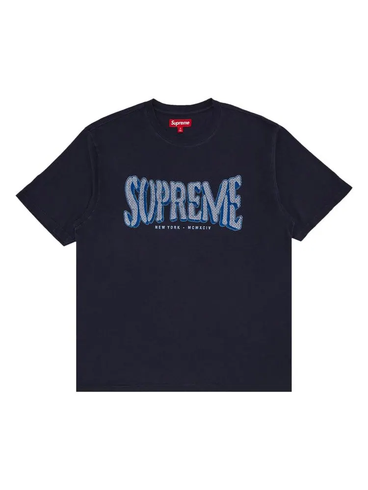 Топ Supreme Flocked Washed Short-Sleeve Top — изображение 1 из 3, темно-синий