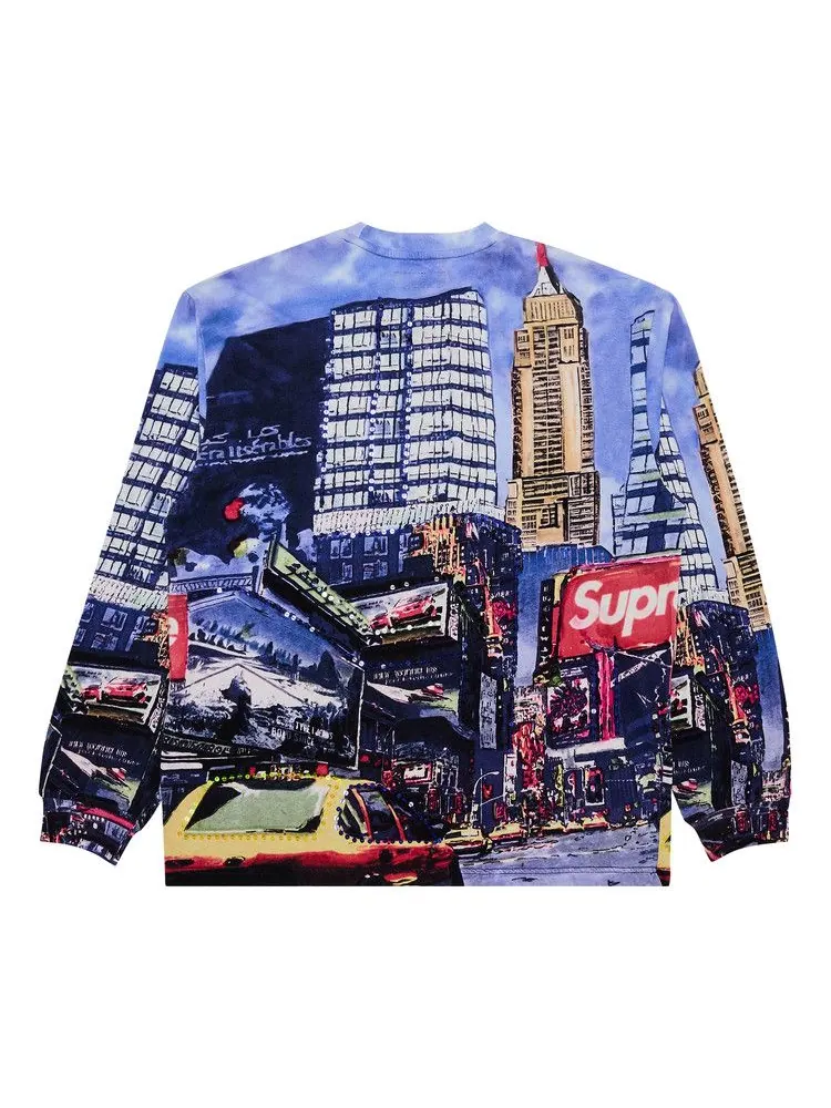 Топ Supreme Skyline Sequin Long-Sleeve Top, Day — изображение 2 из 3, синий