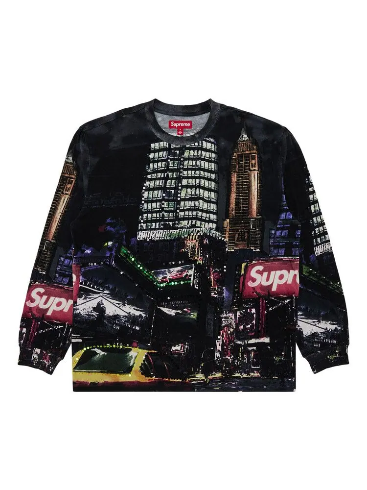 Топ Supreme Skyline Sequin Long-Sleeve Top — изображение 1 из 3, ночь