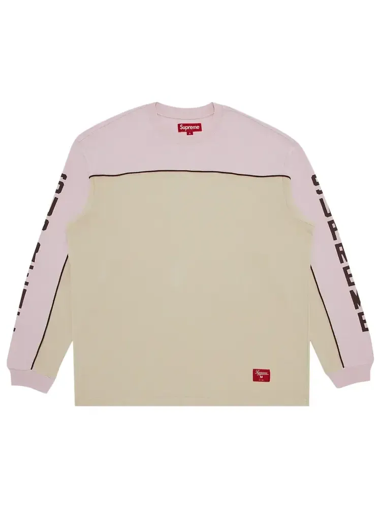 Топ с длинными рукавами Supreme с декоративной окантовкой — изображение 1 из 3, бежевый