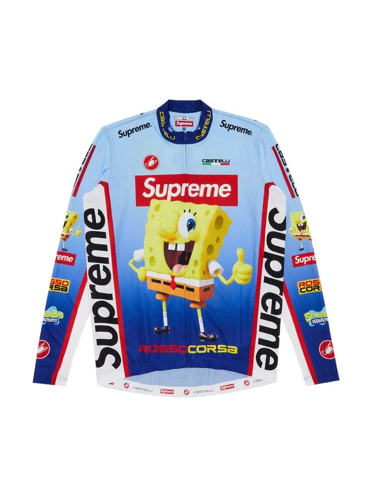 Джерси Supreme x Spongebob Squarepants x Castelli Long-Sleeve Cycling Jersey — изображение 1 из 3, синий