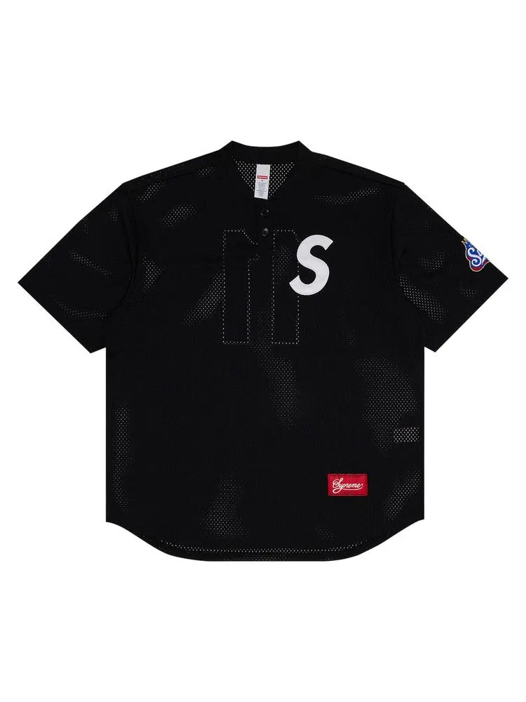 Топ Supreme S Logo Baseball Henley — изображение 1 из 3, черный