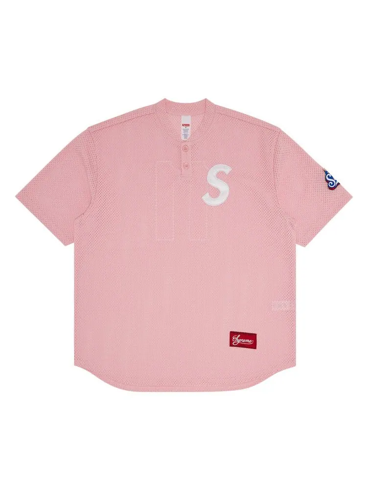 Топ Supreme S Logo Baseball Henley — изображение 1 из 3, розовый