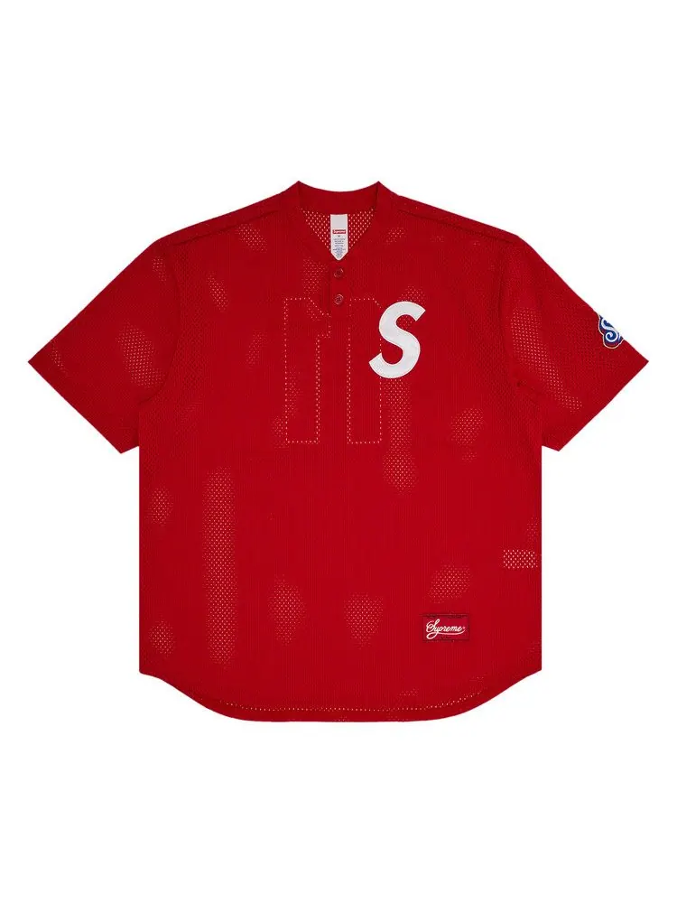 Топ Supreme S Logo Baseball Henley — изображение 1 из 3, красный