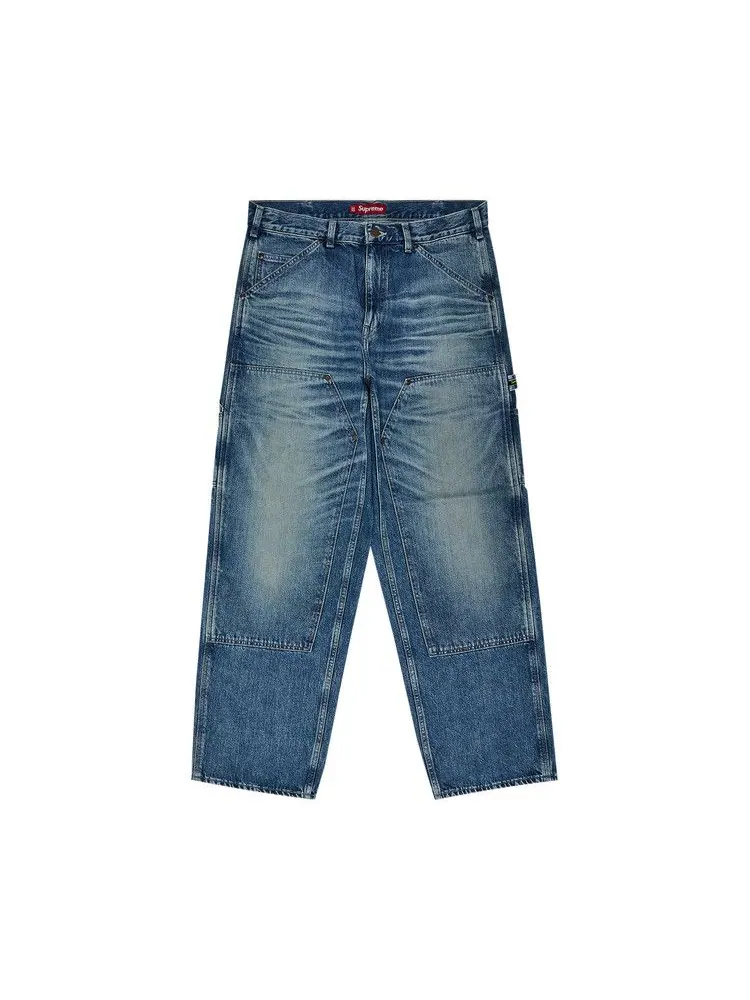 Брюки Supreme Worn Double Knee Painter Pant — изображение 1 из 3, джинсовый синий