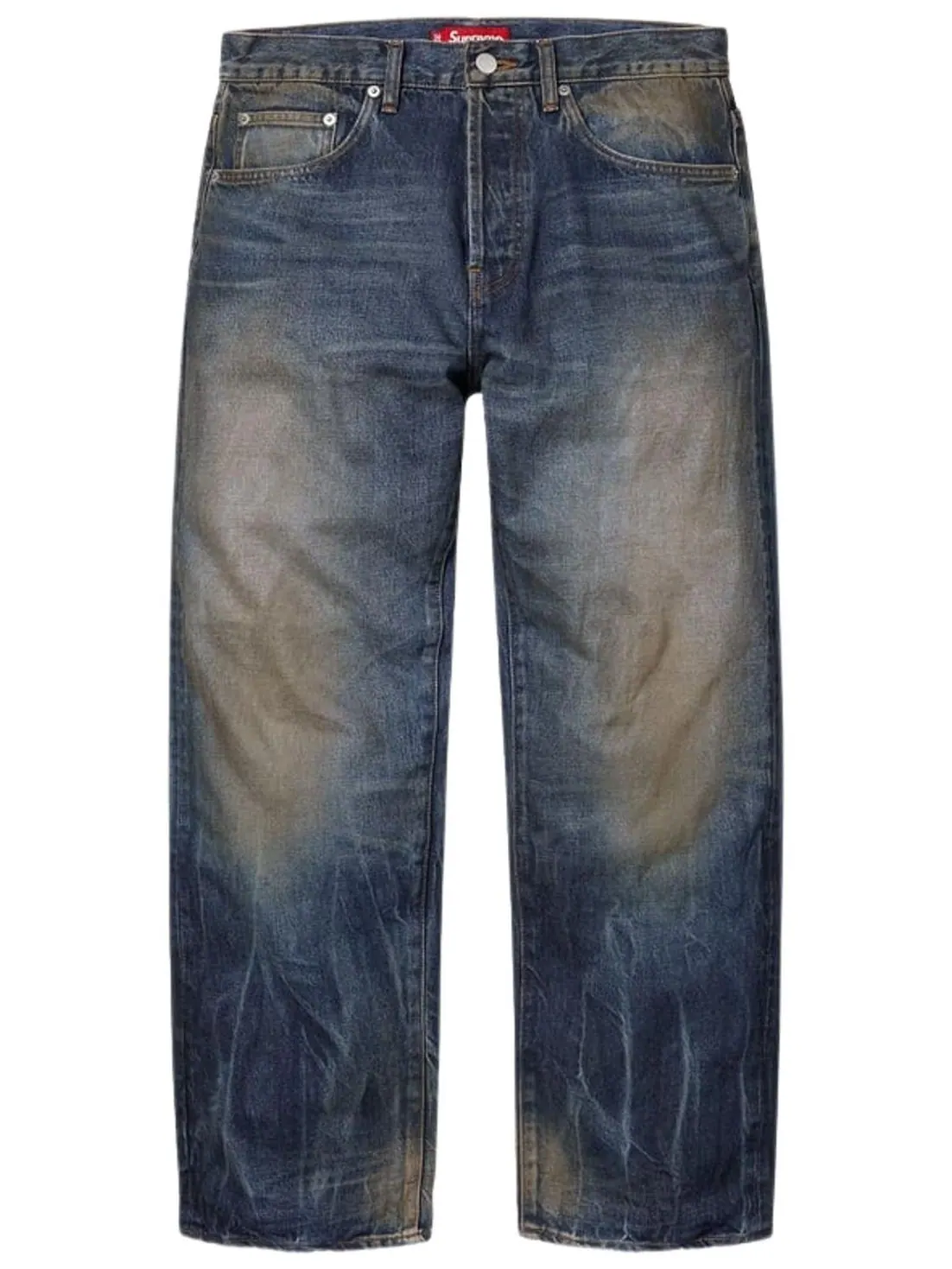Джинсы Supreme Distressed Loose Fit Selvedge Jean цвета «выстиранный индиго» — изображение 1 из 1, синий