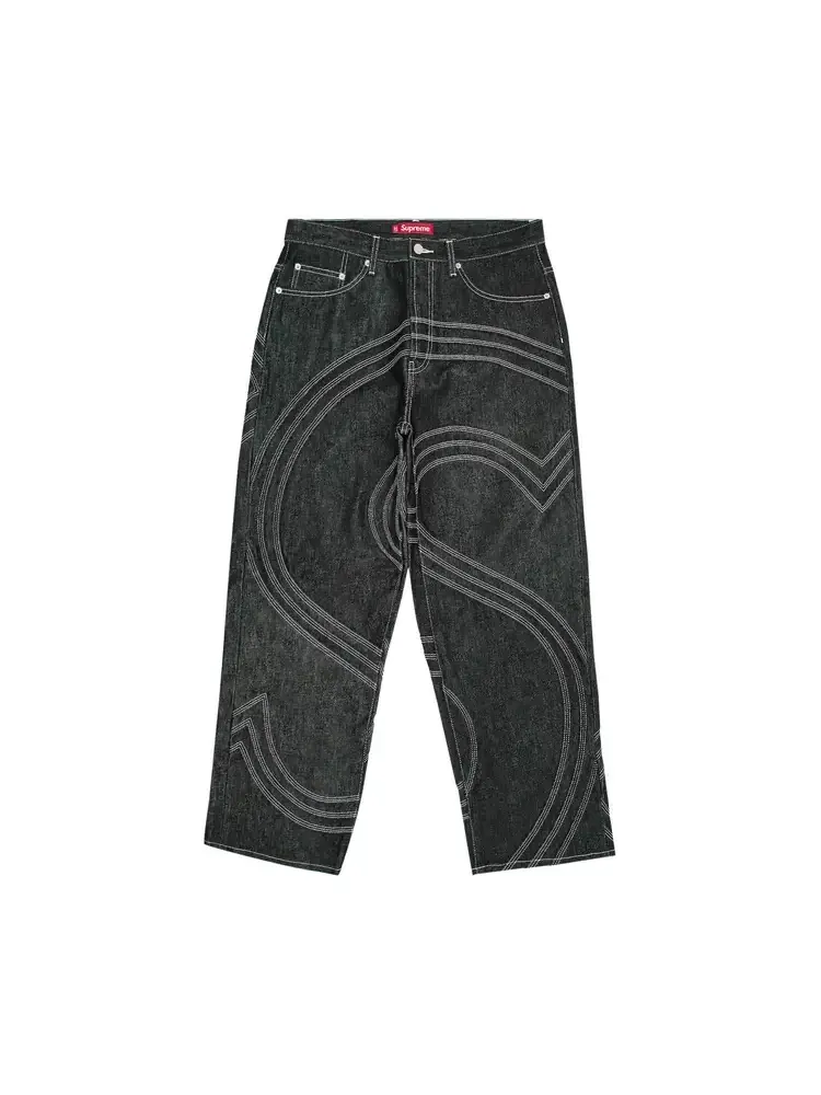 Джинсы Supreme S Logo Rigid Baggy Jean 'Rigid Black' — изображение 1 из 3, черный