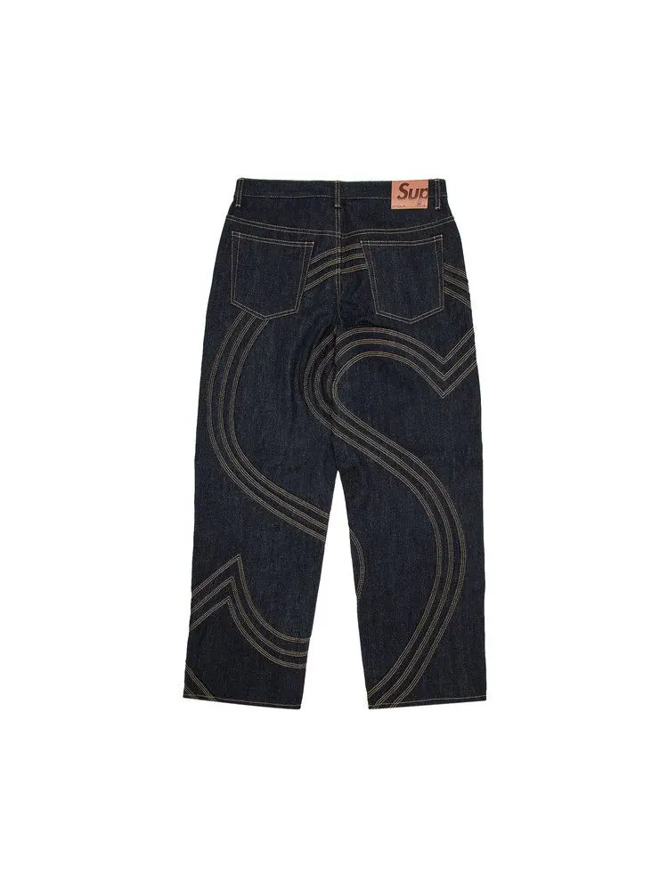Джинсы Supreme S Logo Rigid Baggy Jean 'Rigid Indigo' — изображение 2 из 3, синий