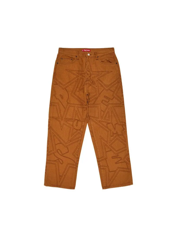 Джинсы Supreme Stars Topstitch Baggy Jean 'Brown' — изображение 1 из 3, коричневый