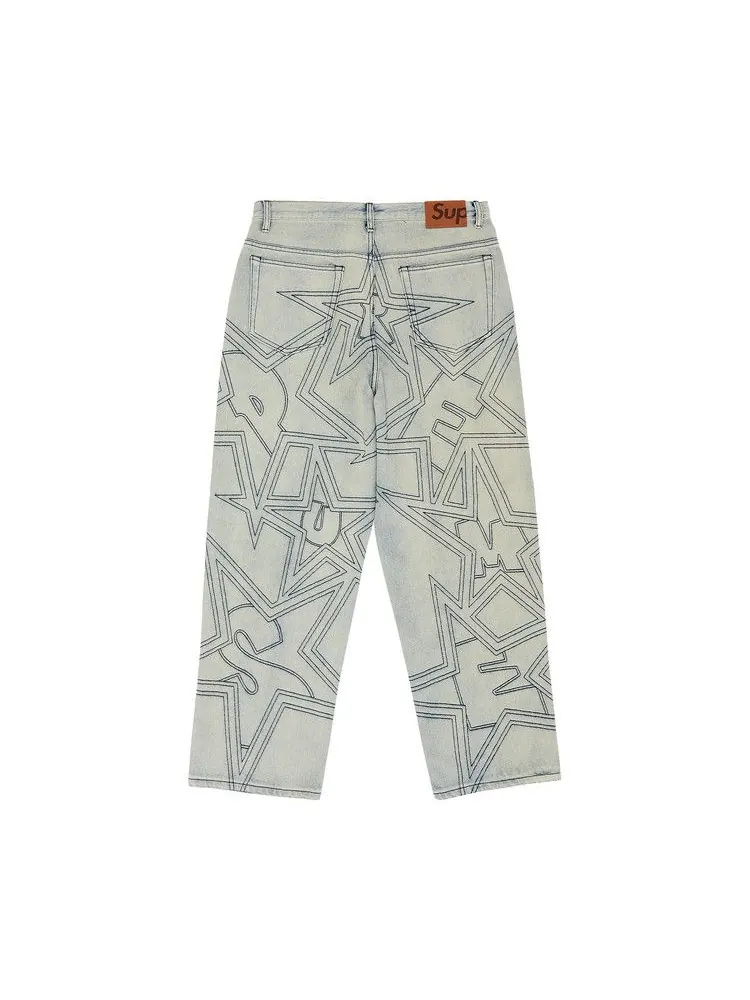 Джинсы Supreme Stars Topstitch Baggy Jean, Dirty — изображение 2 из 3, синий