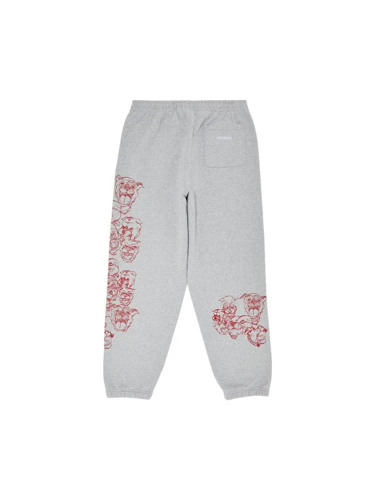 Спортивные брюки Supreme Pitbulls Embroidered Sweatpant — изображение 2 из 3, серый