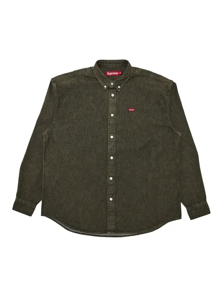 Джинсовая рубашка Supreme Small Box Denim Shirt 'Olive' — изображение 1 из 2, зеленый