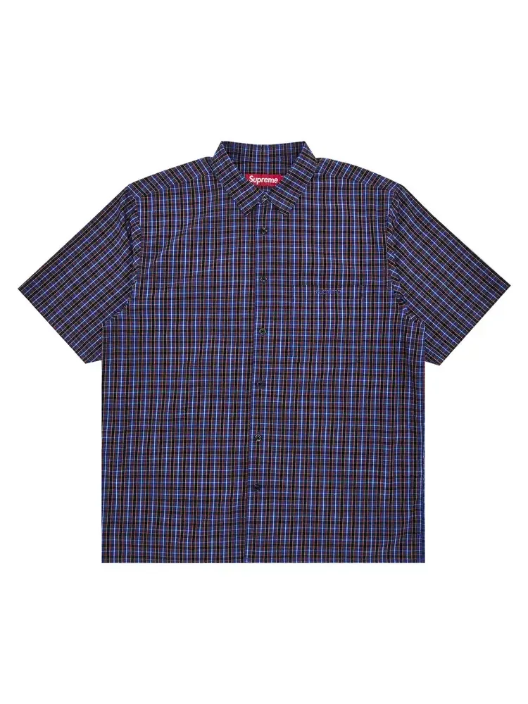 Мини-рубашка Supreme в клетку с коротким рукавом — изображение 1 из 2, синий
