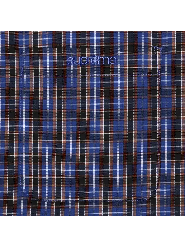 Мини-рубашка Supreme в клетку с коротким рукавом — изображение 2 из 2, синий