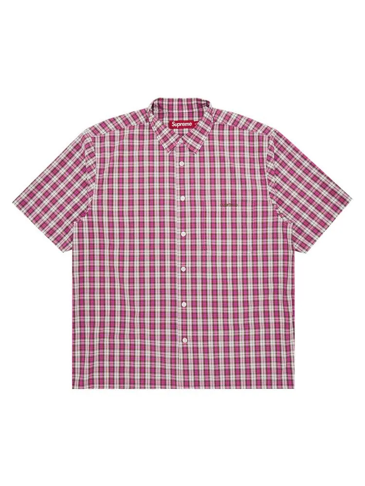 Рубашка Supreme Mini Plaid Short-Sleeve Shirt — изображение 1 из 2, розовый