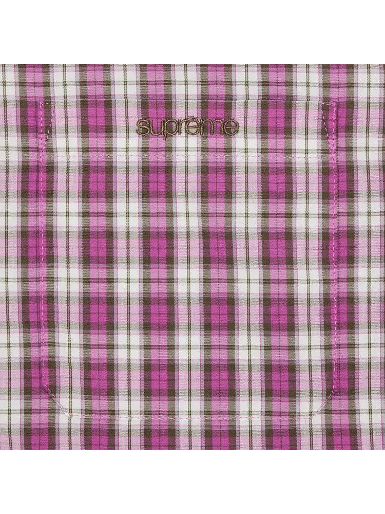 Рубашка Supreme Mini Plaid Short-Sleeve Shirt — изображение 2 из 2, розовый