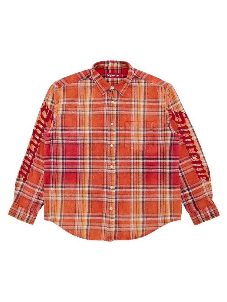 Рубашка Supreme Old English Plaid Flannel Shirt — изображение 1 из 2, оранжевый