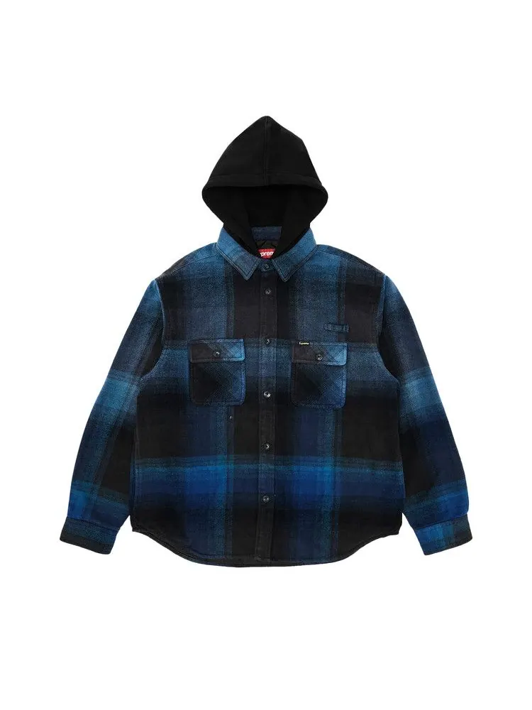 Рубашка Supreme Quilted Lined Hooded Flannel Shirt — изображение 1 из 3, синий