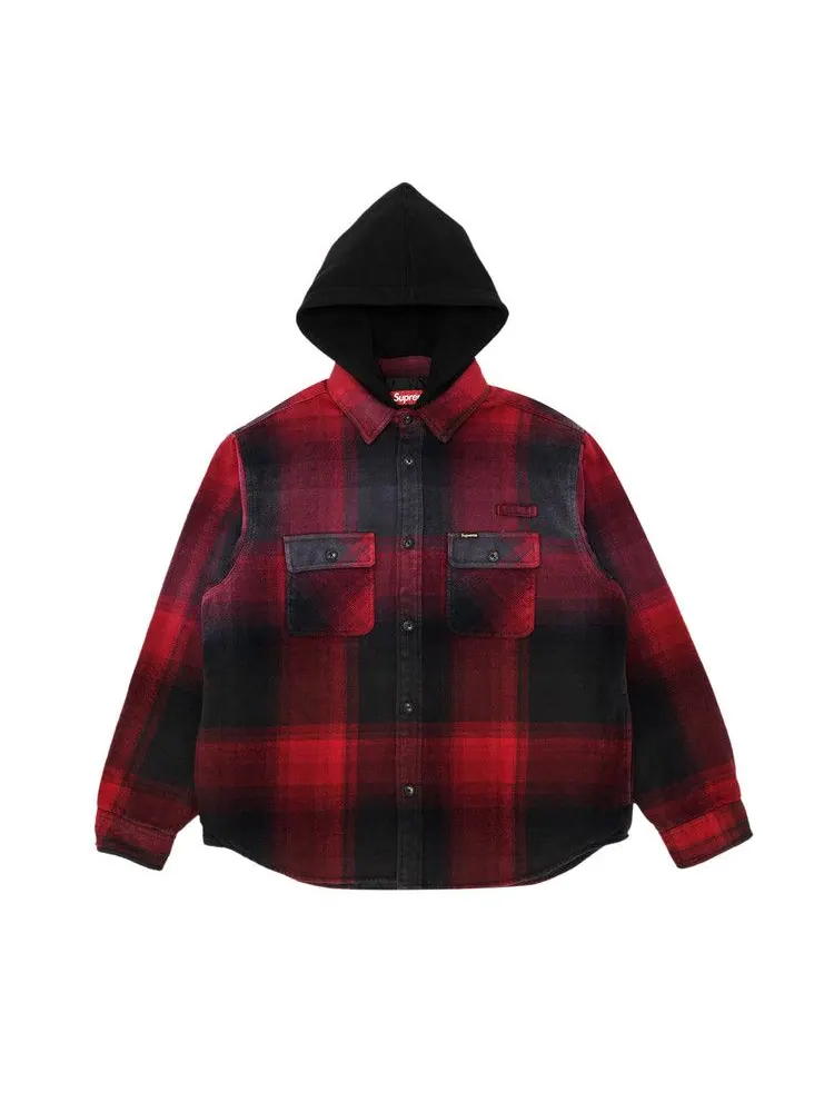Рубашка Supreme Quilted Lined Hooded Flannel Shirt — изображение 1 из 3, красный