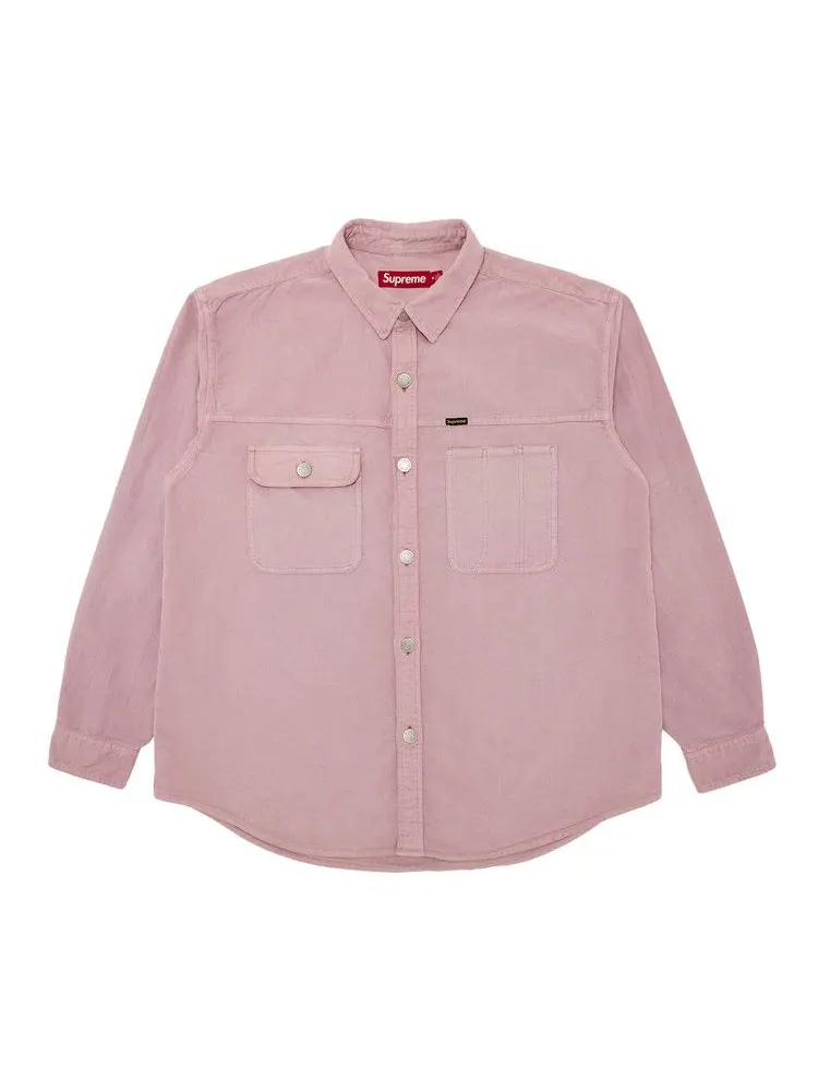 Рубашка Supreme Washed Corduroy Shirt — изображение 1 из 3, розовый