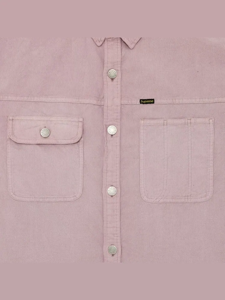 Рубашка Supreme Washed Corduroy Shirt — изображение 3 из 3, розовый