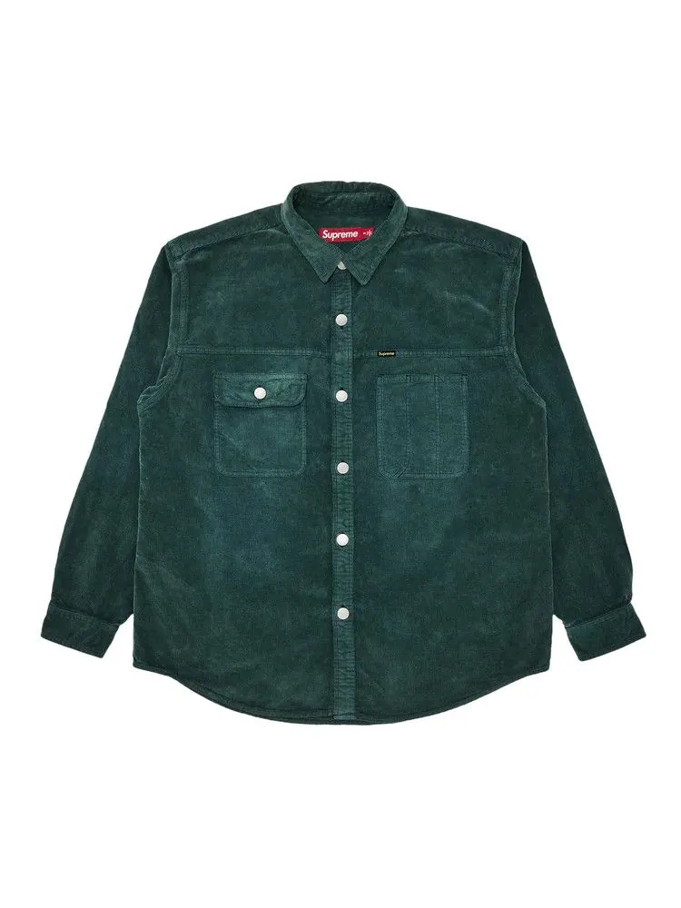 Рубашка Supreme Washed Corduroy Shirt — изображение 1 из 3, шалфейный