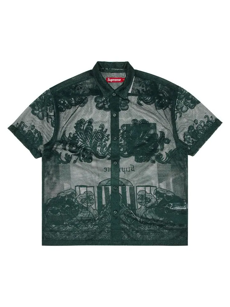 Рубашка Supreme Last Supper Lace Short-Sleeve Shirt — изображение 1 из 3, темный зеленый