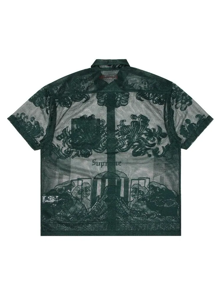 Рубашка Supreme Last Supper Lace Short-Sleeve Shirt — изображение 2 из 3, темный зеленый