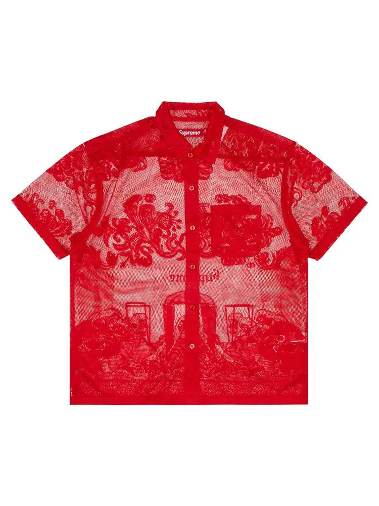 Рубашка Supreme Last Supper Lace Short-Sleeve Shirt — изображение 1 из 3, красный