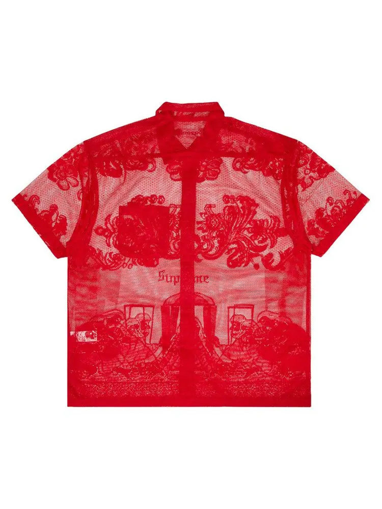 Рубашка Supreme Last Supper Lace Short-Sleeve Shirt — изображение 2 из 3, красный