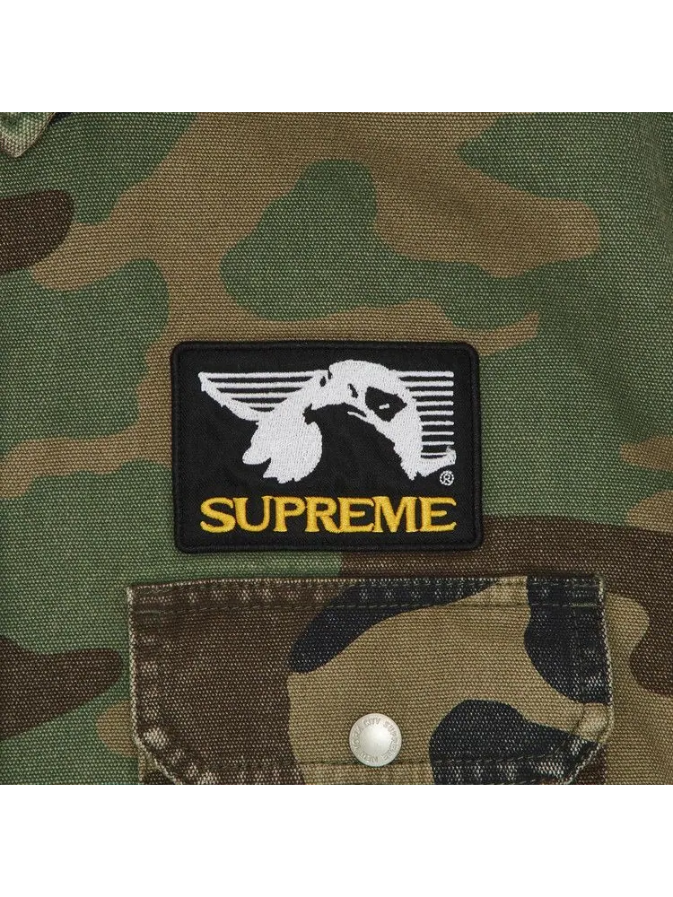 Рубашка Supreme Patches Hooded Zip Up Shirt, Woodland Camo — изображение 3 из 3, мульти