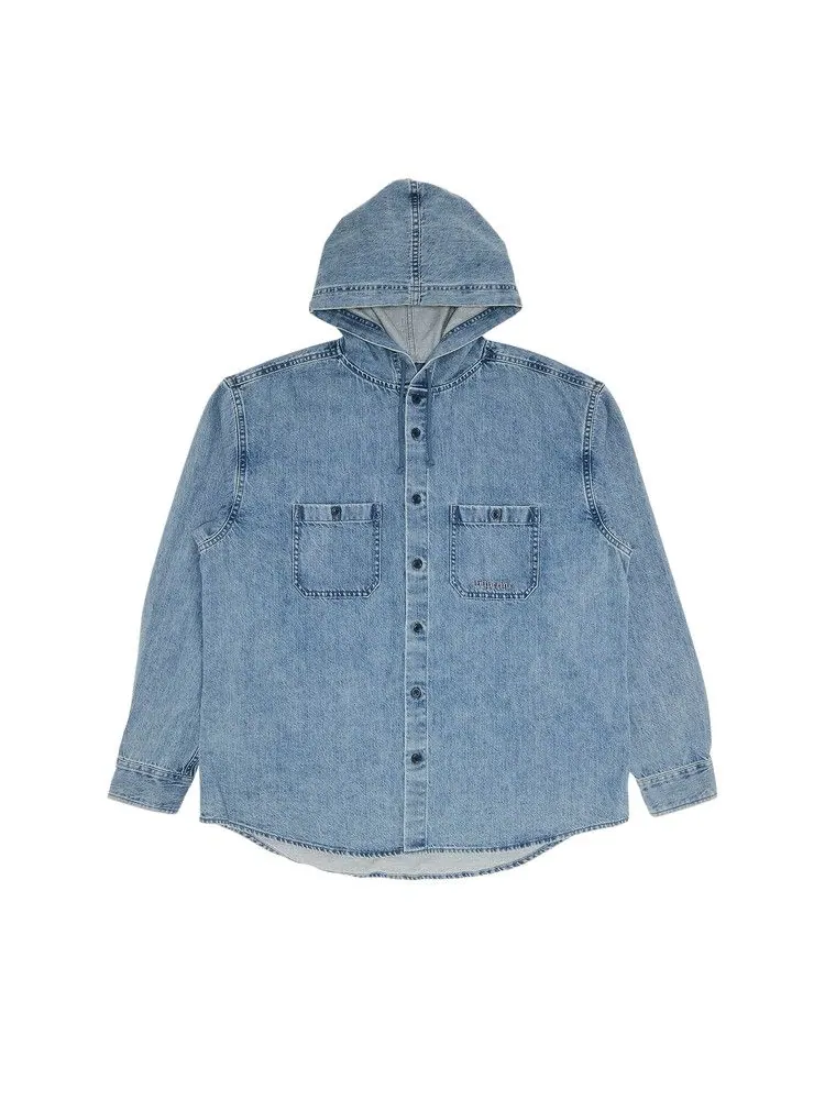 Рубашка Supreme Hooded Denim Shirt — изображение 1 из 3, индиго