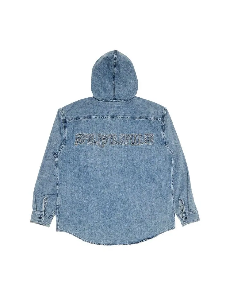 Рубашка Supreme Hooded Denim Shirt — изображение 2 из 3, индиго
